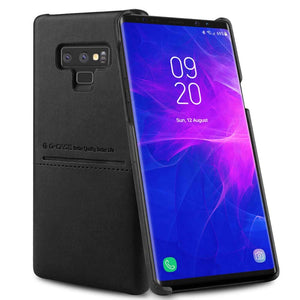 G-Case Galaxy Note 9 Soft Fabric + Premium PU Leather Case with ID & Card Holder Slot Simple Professional Executive Snap On Case