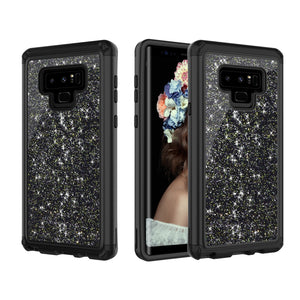 Galaxy Note 9 Shockproof Case, Luxury Glitter Sparkle Bling Heavy Duty Hybrid Sturdy Armor Defender High Impact 3 Layer Protective Cover