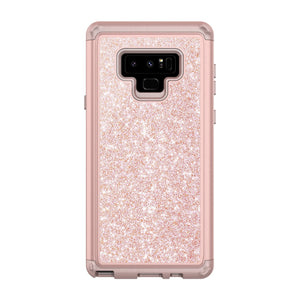 Galaxy Note 9 Shockproof Case, Luxury Glitter Sparkle Bling Heavy Duty Hybrid Sturdy Armor Defender High Impact 3 Layer Protective Cover