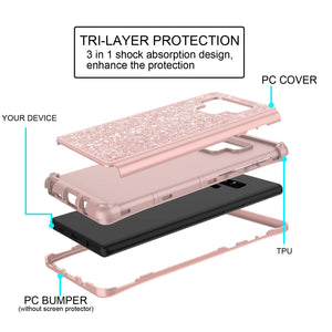 Galaxy Note 9 Shockproof Case, Luxury Glitter Sparkle Bling Heavy Duty Hybrid Sturdy Armor Defender High Impact 3 Layer Protective Cover