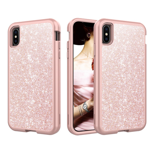 Marble Bling Glitter Shockproof Full Armor Hard Case Cover for iPhone X Series