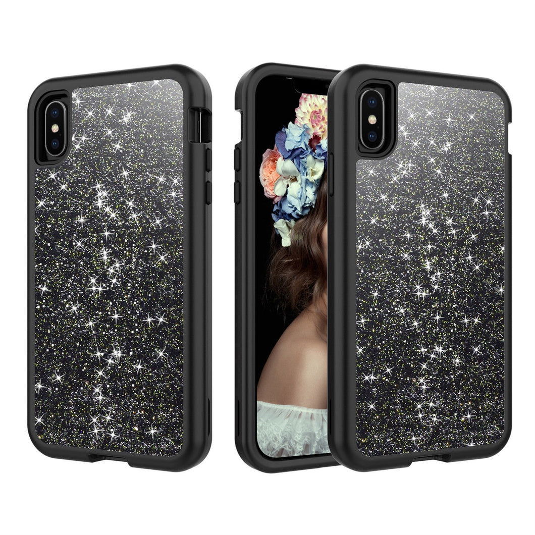 Marble Bling Glitter Shockproof Full Armor Hard Case Cover for iPhone X Series