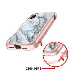 iPhone XS Marble Bling Glitter Shockproof Full Armor Hard Case Cover