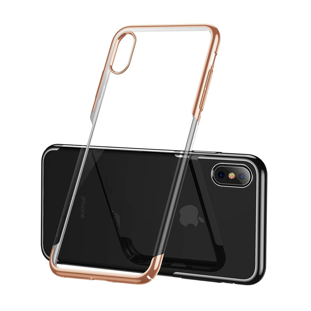 AICase iPhone XR Clear Shinning Electroplating Design PC Bumper Clear Back Protective Case
