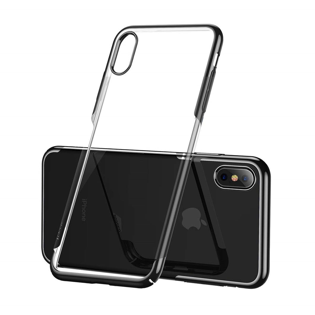 AICase iPhone XR Clear Shinning Electroplating Design PC Bumper Clear Back Protective Case