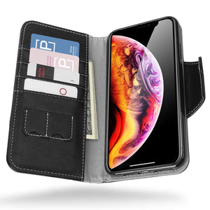 iPhone Wallet PU Leather & Soft TPU Inner Case, Flip Folio Book Card Slots Cover