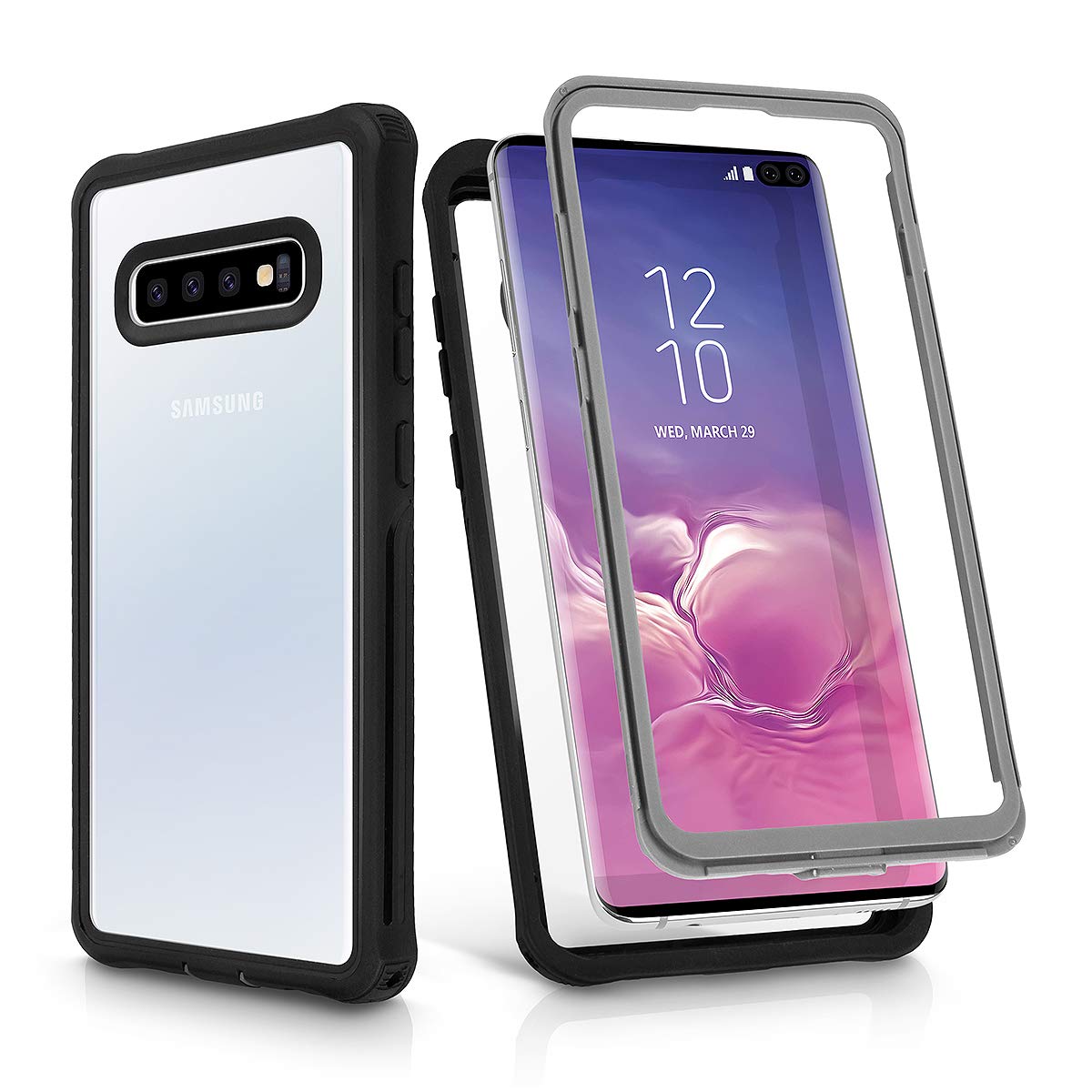 AICase Galaxy S10 Transparent Rugged Heavy Duty Bumper Armor Case,Military Grade Drop Tested,Shock-Absorption