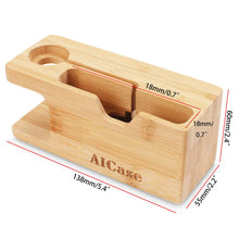 Load image into Gallery viewer, Bamboo Wood Charging Dock Charge Station Stock Cradle Holder for Apple Watch &amp; iPhone