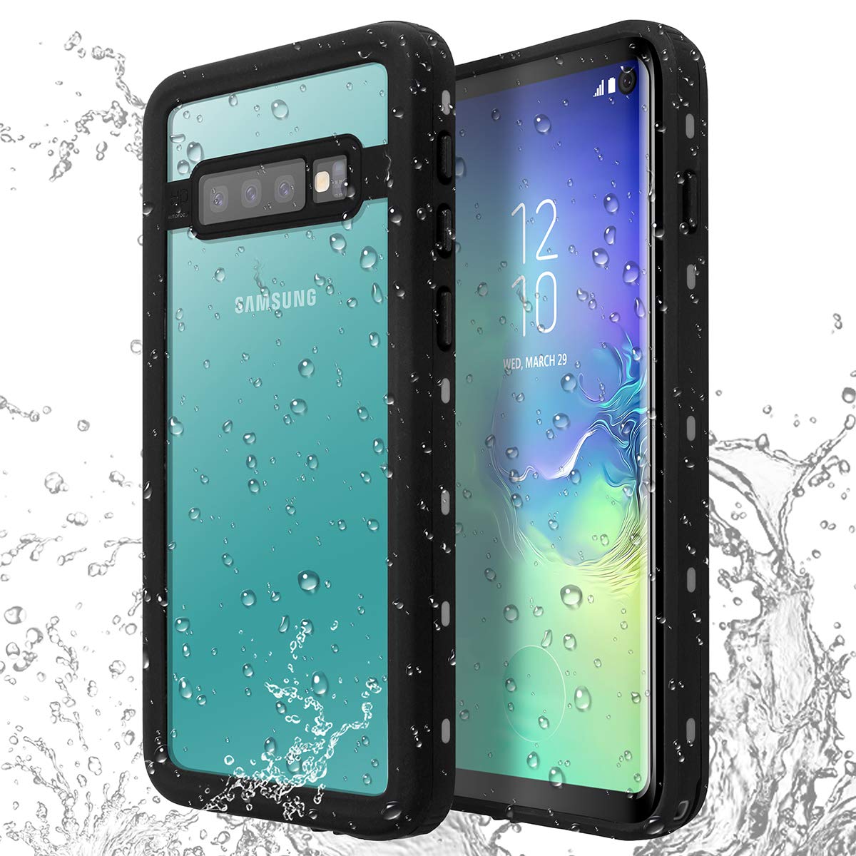 Galaxy S10/Note 9 Waterproof Case IP68 Water Resistant Snowproof Dirtypoof Full Body Protection Transparent Clear Back Case Built-in Screen Protector