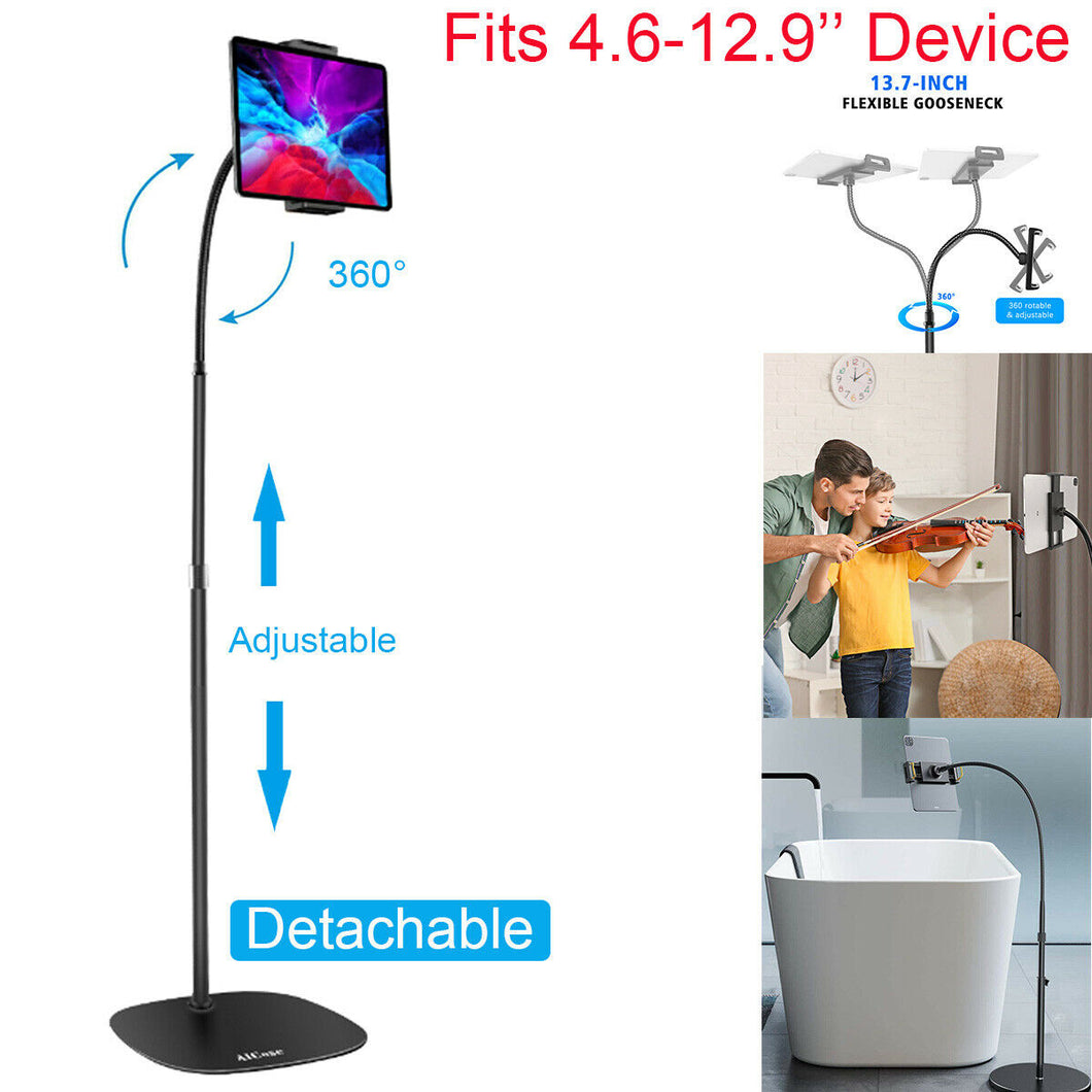 Detachable Universal Cell Phones Tablet iPad Selfie Gooseneck Floor Stand Holder