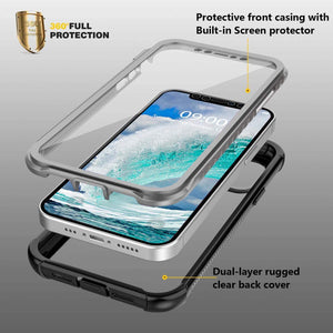 Full Body 360 Rugged Dual Layer Heavy Duty Clear Protective Phone Case for iPhone 12