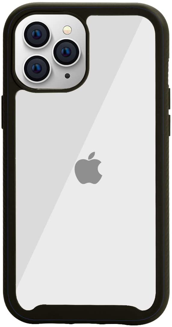 AICase Clear Anti-Slip Hybrid Colorful TPU Bumper Hard PC Transparent Protective Case for iPhone 12 or 12 Pro