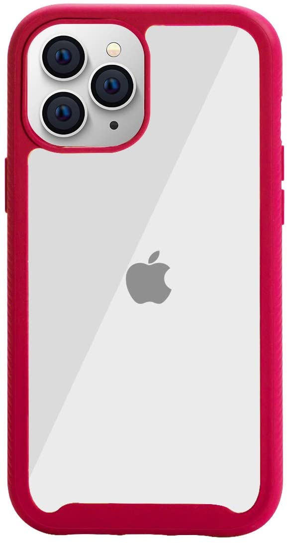 AICase Clear Anti-Slip Hybrid Colorful TPU Bumper Hard PC Transparent Protective Case for iPhone 12 or 12 Pro