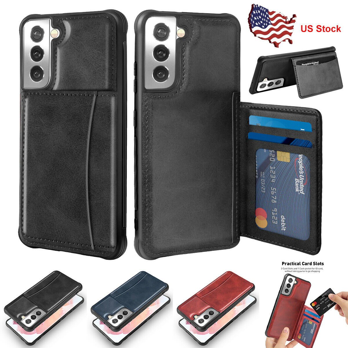 Samsung Galaxy S21 Ultra Flip Leather Card Wallet Stand Case Cover