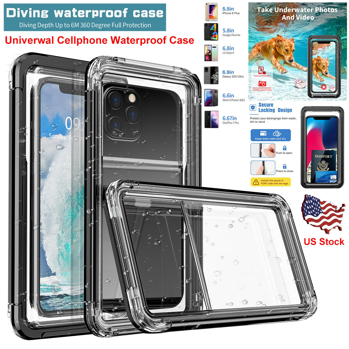 Universal 6m Waterproof Underwater Case Cover For iPhone and Samsung phone