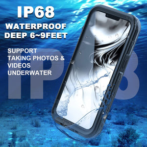 iPhone 13 Waterproof Snowproof Dustproof Shockproof IP68 Certified Fully Sealed Underwater Protective Case Cover