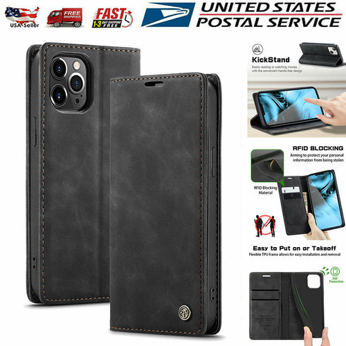 iPhone 13 Pro Max Wallet Credit Card Holder Leather Flip Stand Cover Case