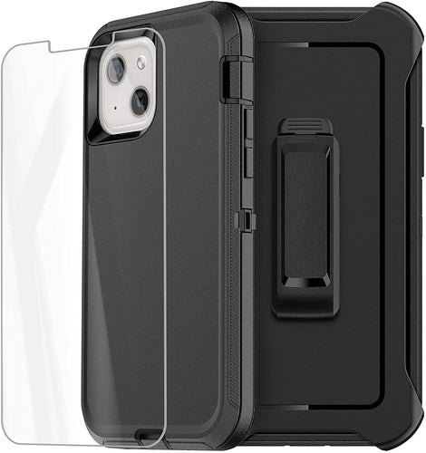 iPhone 13 Case with Belt-Clip Holster and Screen Protector Heavy Duty Protective Phone Cover