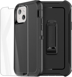 iPhone 13 Case with Belt-Clip Holster and Screen Protector Heavy Duty Protective Phone Cover