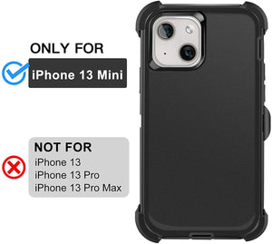 iPhone 13 Mini Case with Belt-Clip Holster and Screen Protector Heavy Duty Protective Phone Cover