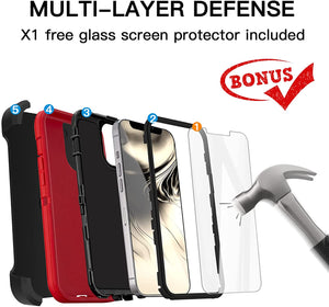 iPhone 13 Pro Case with Belt-Clip Holster and Screen Protector Heavy Duty Protective Phone Cover