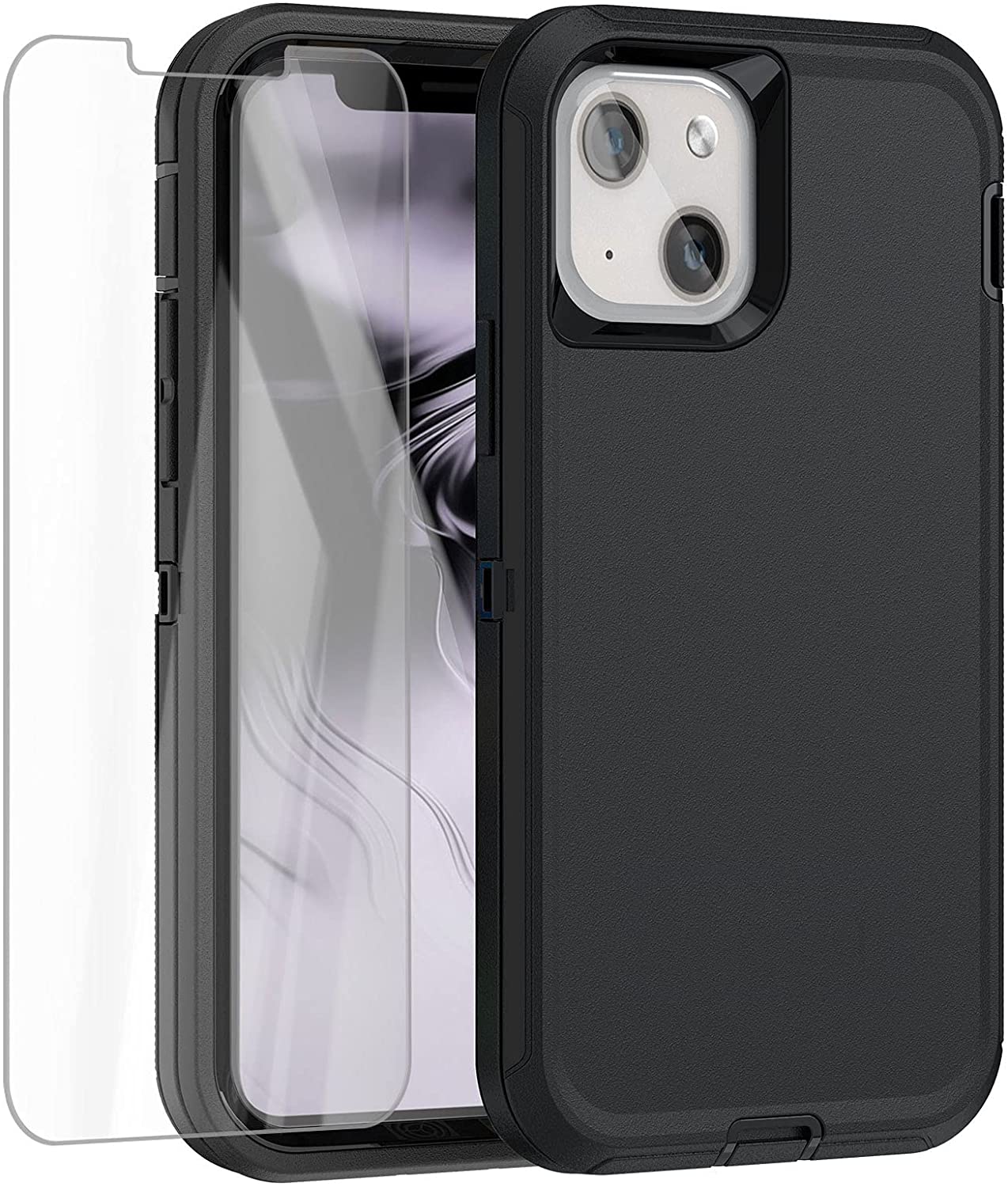 iPhone 13 Heavy Duty Protective Phone Cover Case with Glass Screen Protector