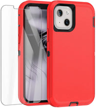 Load image into Gallery viewer, iPhone 13 Heavy Duty Protective Phone Cover Case with Glass Screen Protector