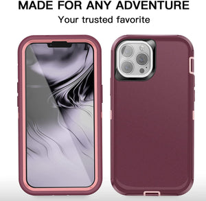 iPhone 13 Pro Max Heavy Duty Protective Phone Cover Case with Glass Screen Protector