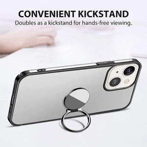 iPhone 13 Clear Slim Thin Case with Kickstand Ring Holder Hard PC Back Transparent Protective Phone Cover