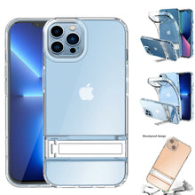 Load image into Gallery viewer, iPhone 13 Case Clear Glitter Shockproof Metal Stand Heavy Duty Cover