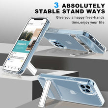 Load image into Gallery viewer, iPhone 13 Pro Max Case Clear Glitter Shockproof Metal Stand Heavy Duty Cover