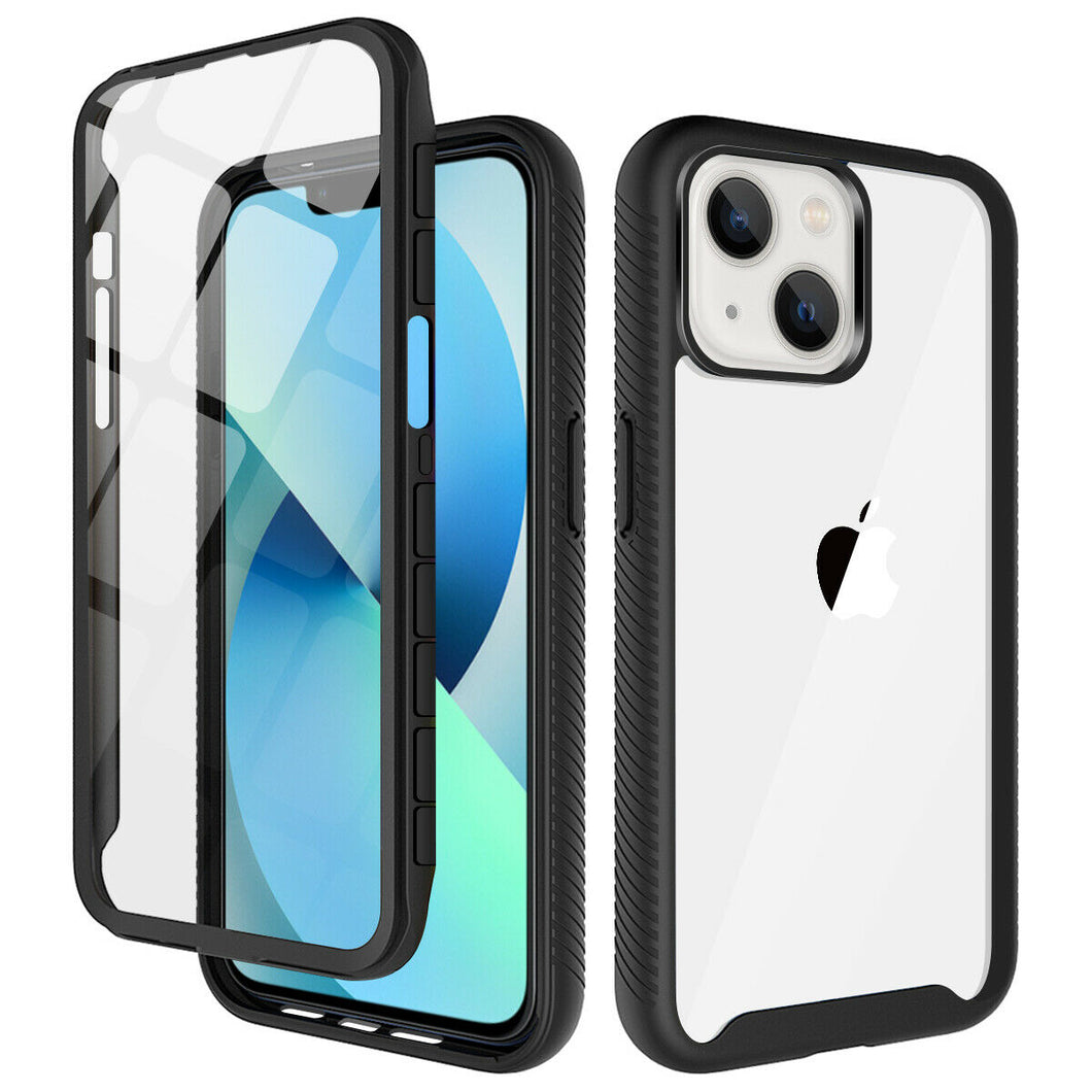 iPhone 13 Shockproof Clear Cover Case with Built-in Screen Protector