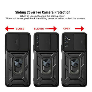 Samsung Galaxy S22 Shockproof Armor Ring Stand Slide Lens Cover Case