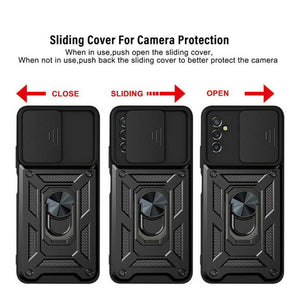 Samsung Galaxy S22 Ultra Shockproof Armor Ring Stand Slide Lens Cover Case