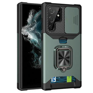 Samsung Galaxy S21 Shockproof Wallet Stand Slide Camera Cover Case with Car Mount