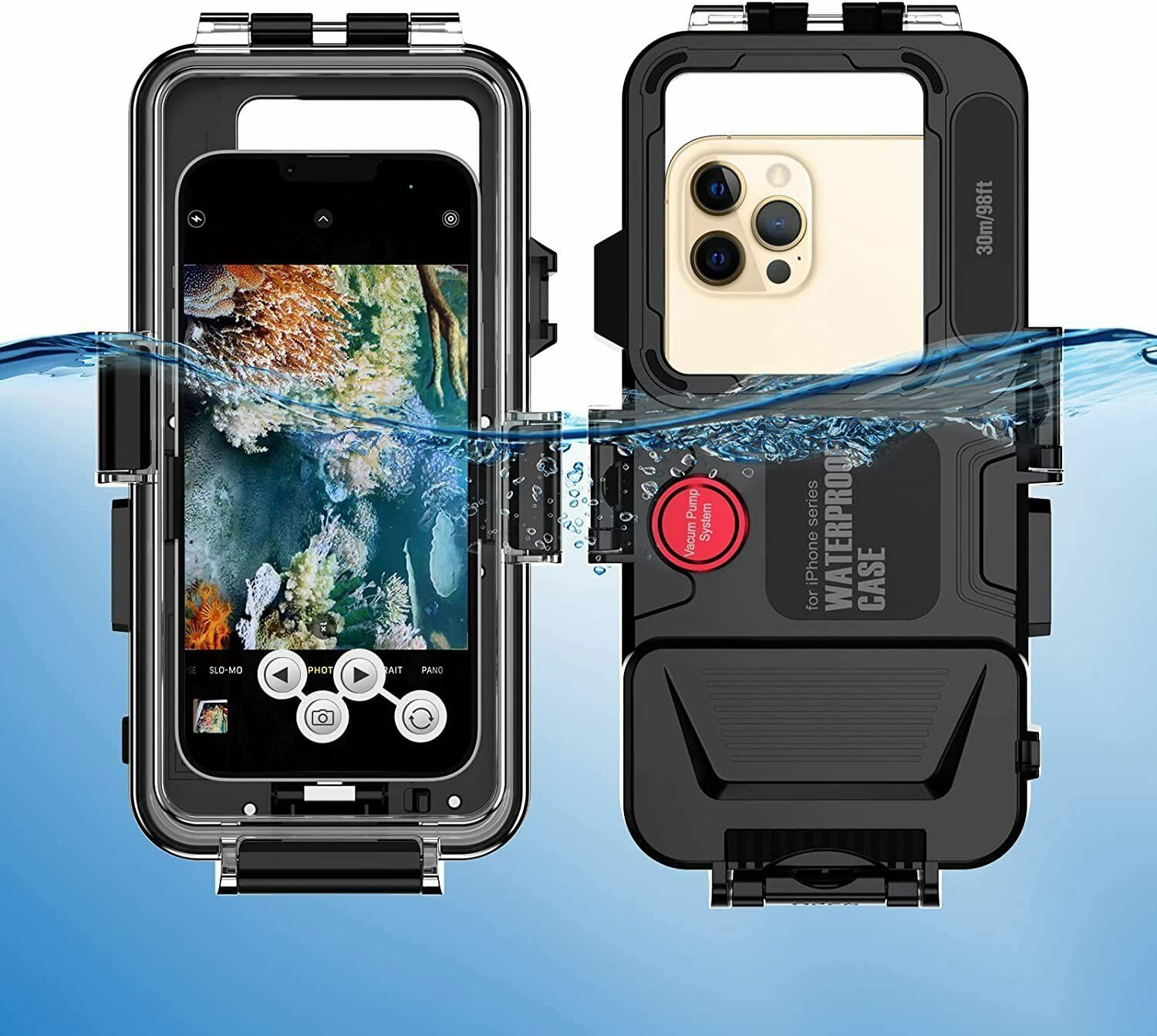 Waterproof iPhone Protective Case 98FT/30M Underwater Photography Housing Cover