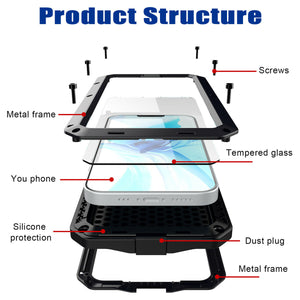 iPhone 13 Aluminum Heavy Duty Cover Case with Screen Protector