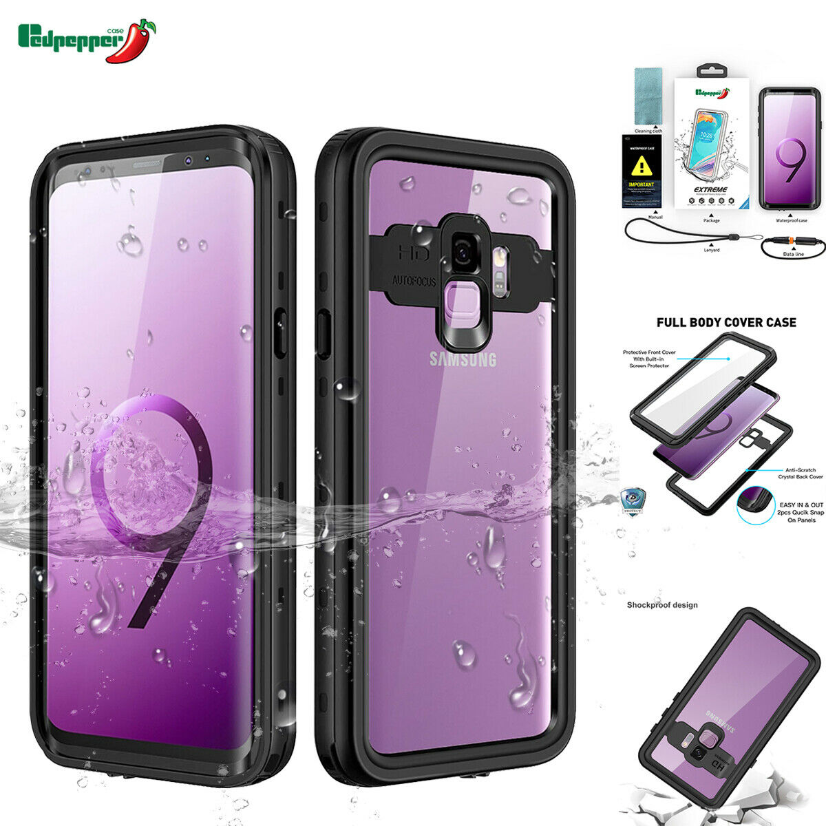 Samsung Galaxy S9 Waterproof Case Shockproof Full Cover with