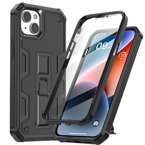 iPhone 14 Rugged Shockproof Stand Case with Screen Protector