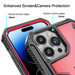 iPhone 14 Pro Max Rugged Shockproof Stand Case with Screen Protector