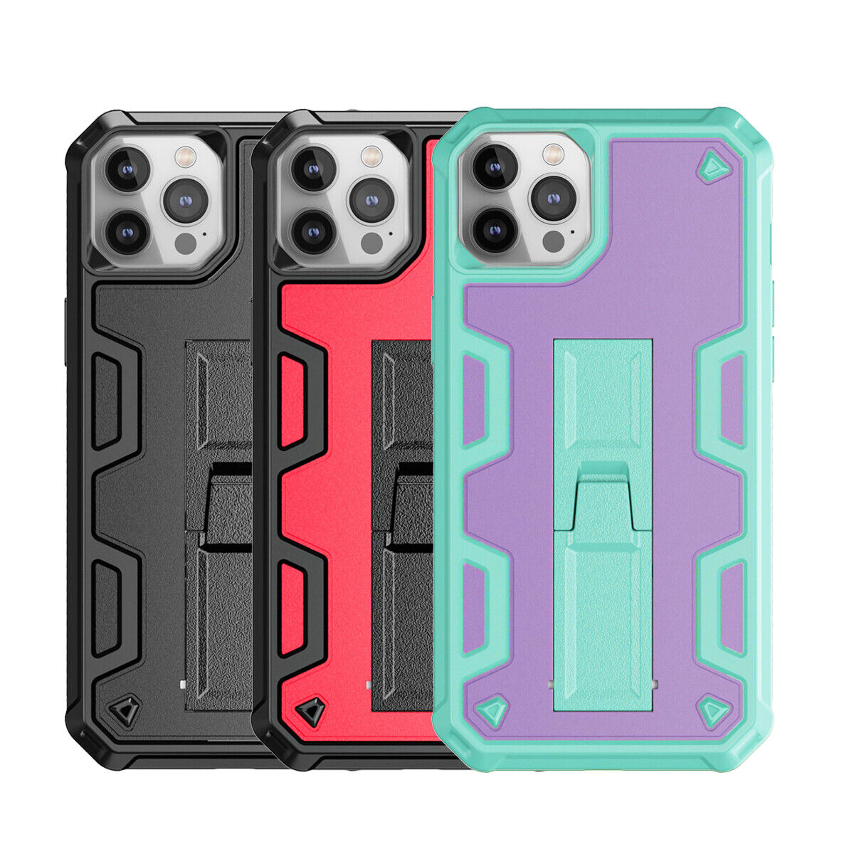 iPhone 14 Pro Max Rugged Shockproof Stand Case with Screen Protector