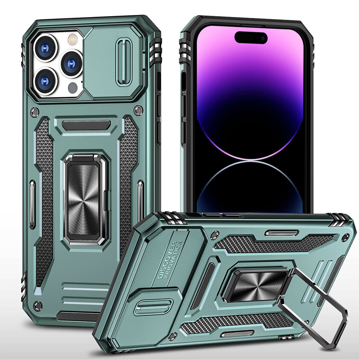 iPhone 14 Pro Max Shockproof Heavy Duty Case with Ring Stand