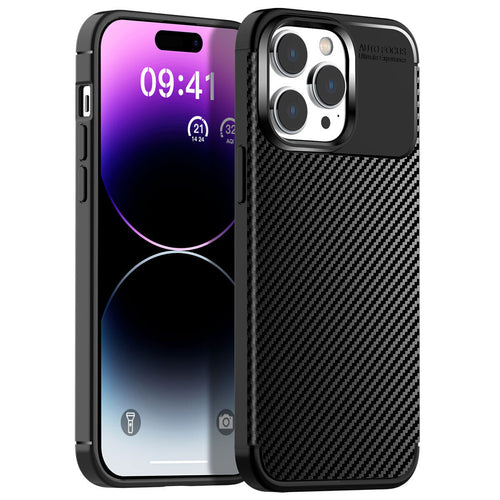 iPhone 14 Plus Slim Carbon Fiber Shockproof Cover Case Black