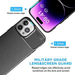 iPhone 14 Plus Slim Carbon Fiber Shockproof Cover Case Black