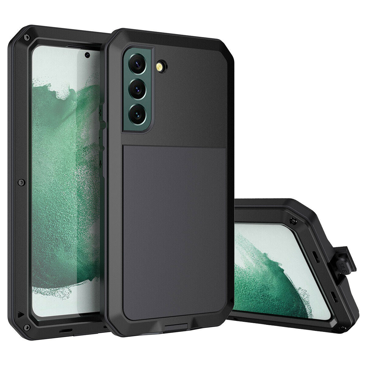 Samsung Galaxy S22 or S22 Plus METAL Shockproof Aluminum HEAVY DUTY Hard Case with Glass Screen Protector