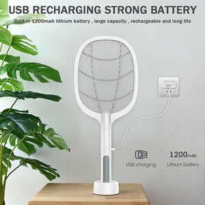 Handheld USB Rechargeable Mosquito Fly Swatter Zapper Killer Bug Insect Racket