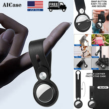 Load image into Gallery viewer, Portable Leather Case For AirTag Keychain Holder Tracker Finder Sleeve Cover Black