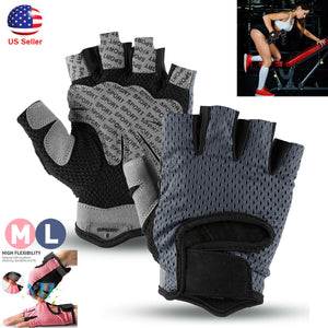 Men Women Cycling Gloves Bike Wheelchair Half Finger Fitness Workout Gym Gloves