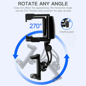 Universal 360 Rotation Rearview Mirror Mount Stand Holder for Phone
