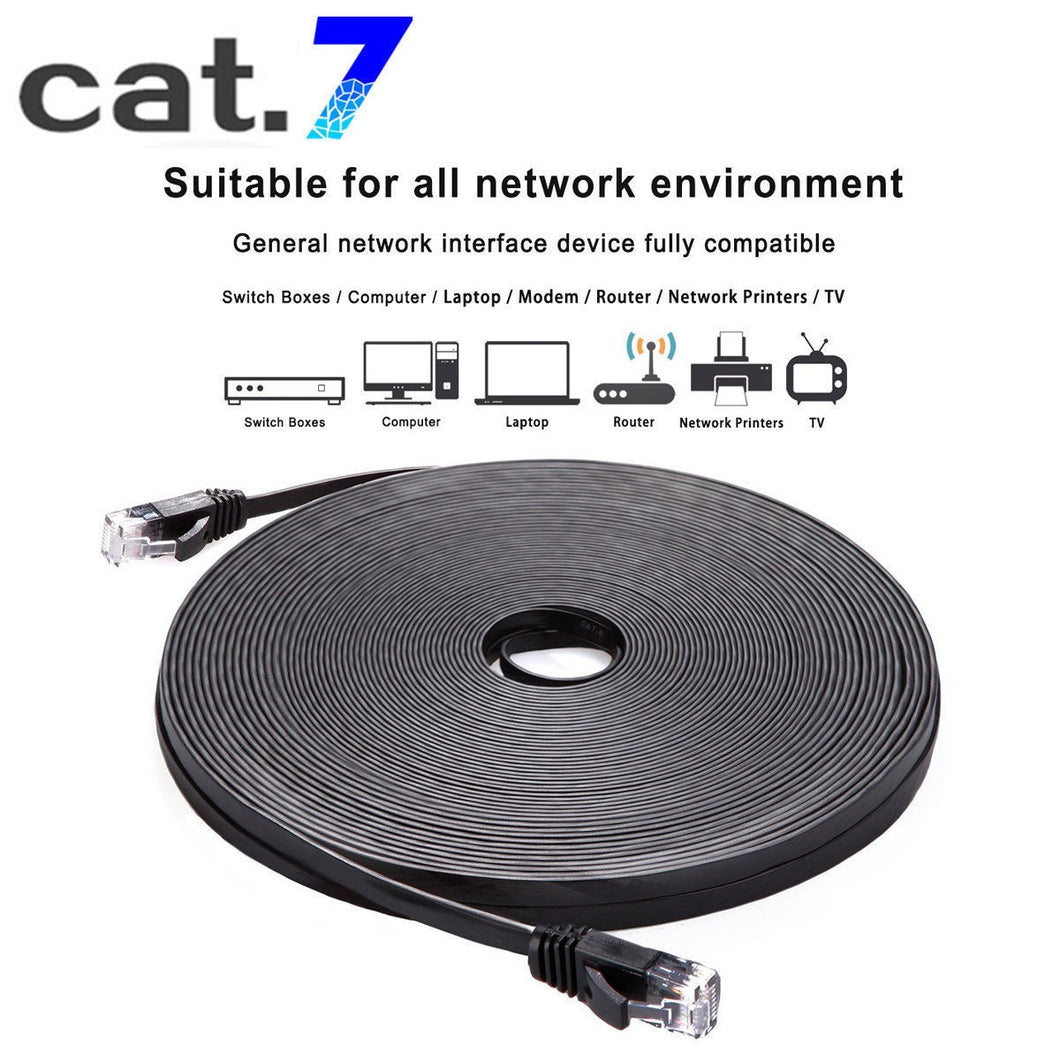 LOT CAT7 Shielded RJ45 Ethernet LAN Network Patch Cable Connector Internet Cord 164ft Black